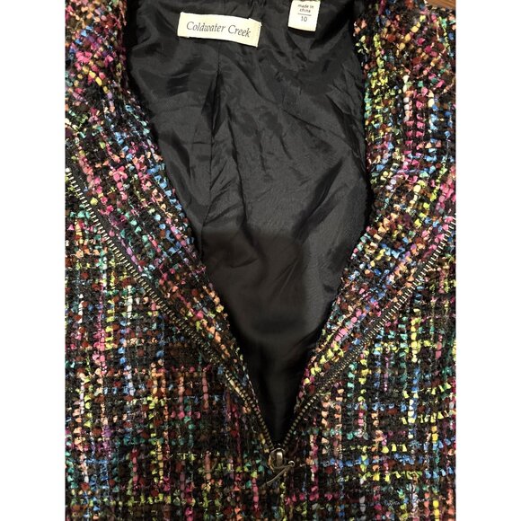 Coldwater Creek Womens Sz 10 Tweed Zip Blazer Jacket Multicolor Wool Blend Lined - Picture 2 of 5
